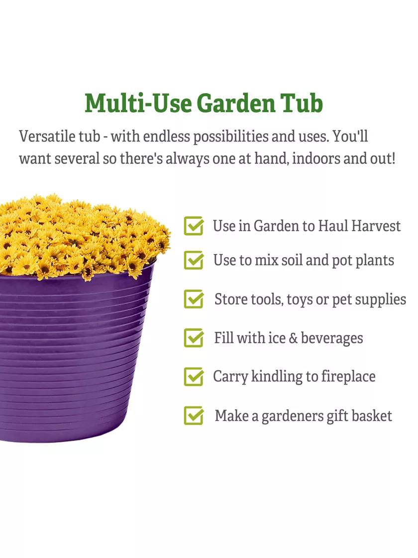 Baignoire de jardin souple et colorée, 7 gallons, multi-usages, avec poignées