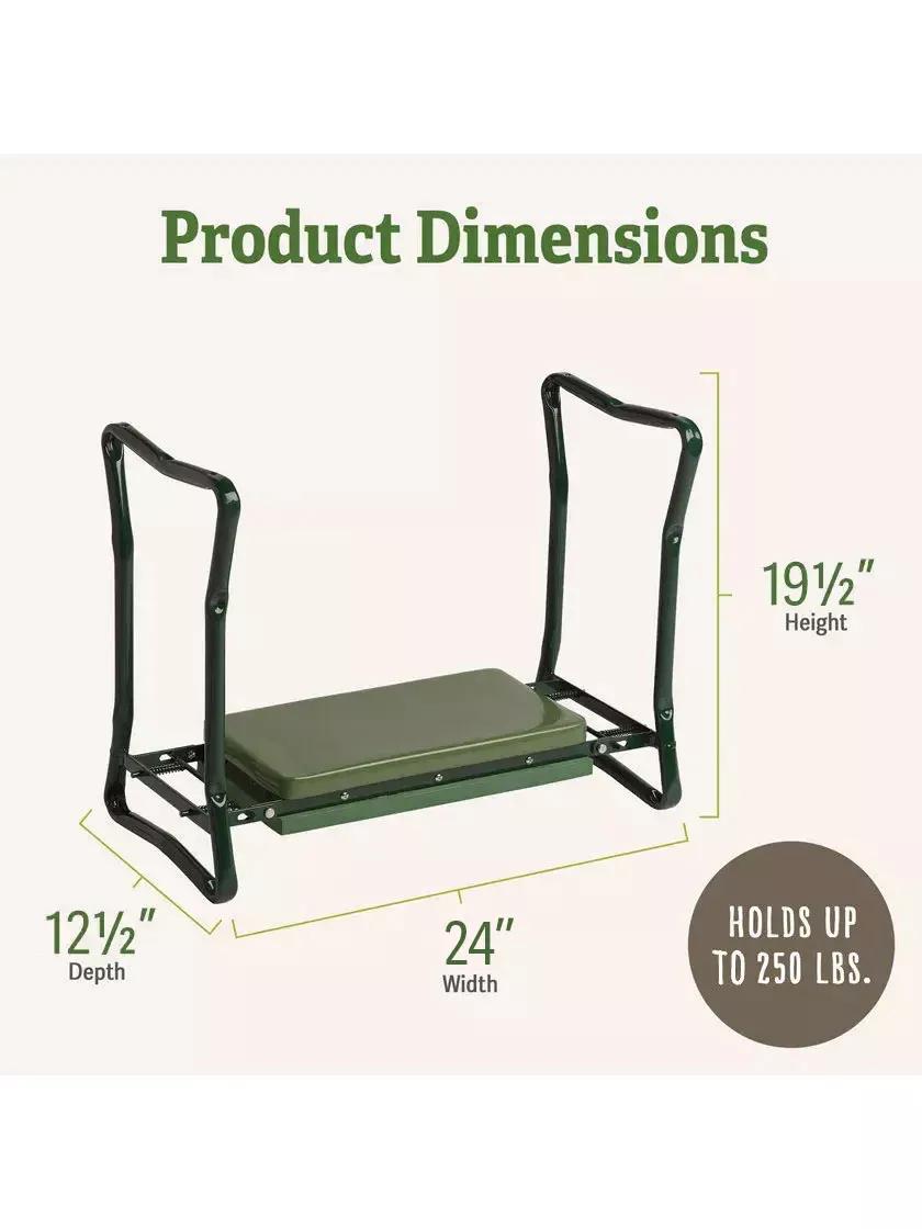 Banc de jardin agenouilloir avec coussin rembourré et cadre en acier pliable