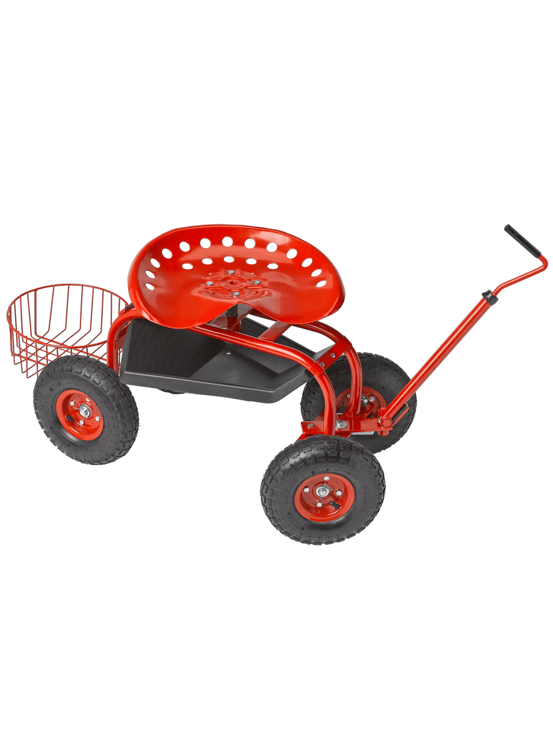 Jardinage Deluxe avec Siège Roulant et Panier à Outils, Multicolore