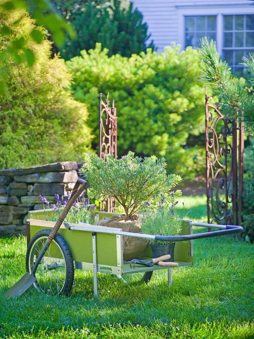 Chariot de jardin moyen avec roues pneumatiques et cadre en aluminium