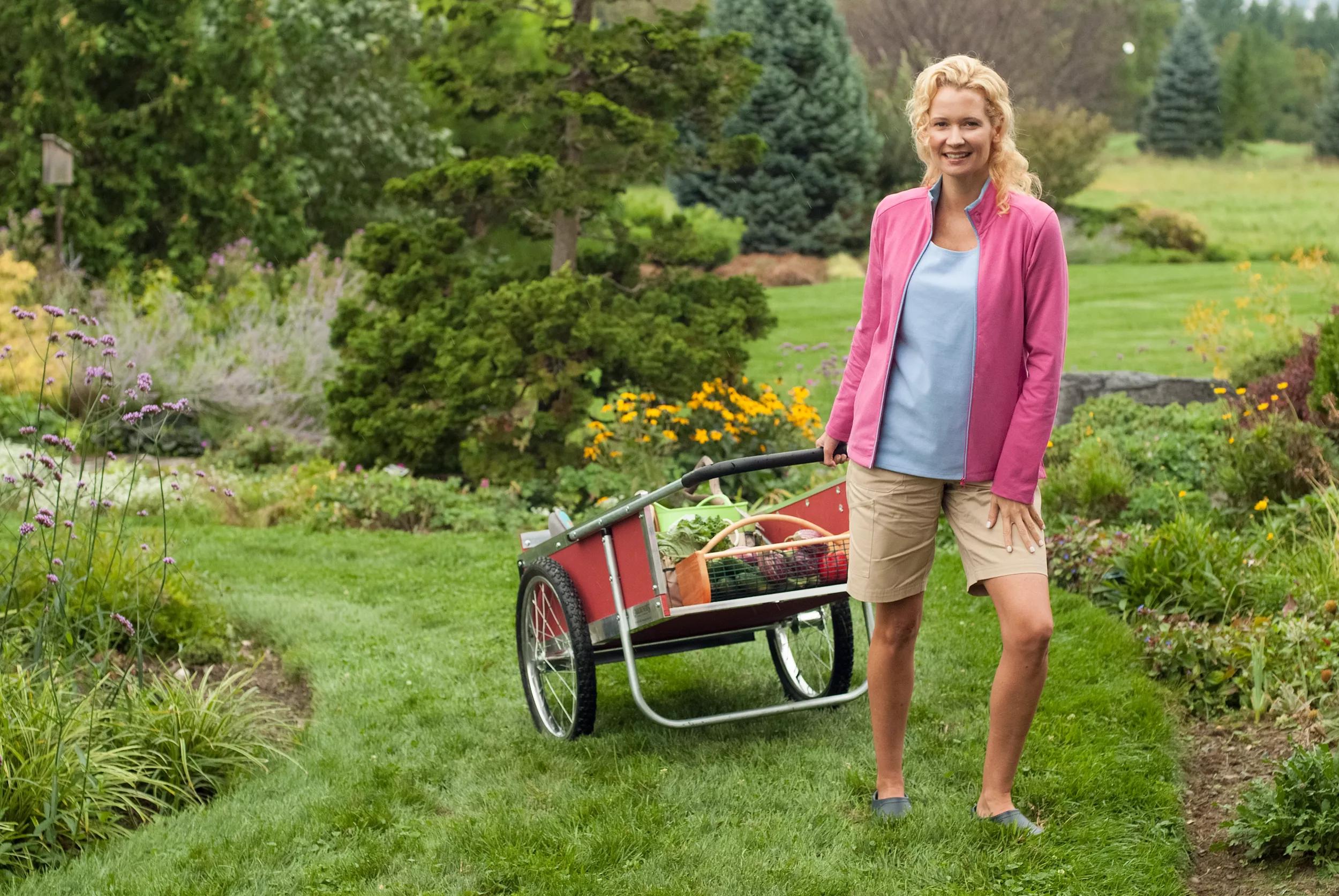 Chariot de jardin moyen avec roues pneumatiques et cadre en aluminium