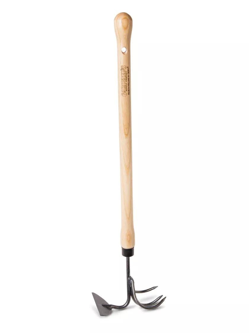 Binette-cultivateur 2-en-1 surélevé avec manche en bois