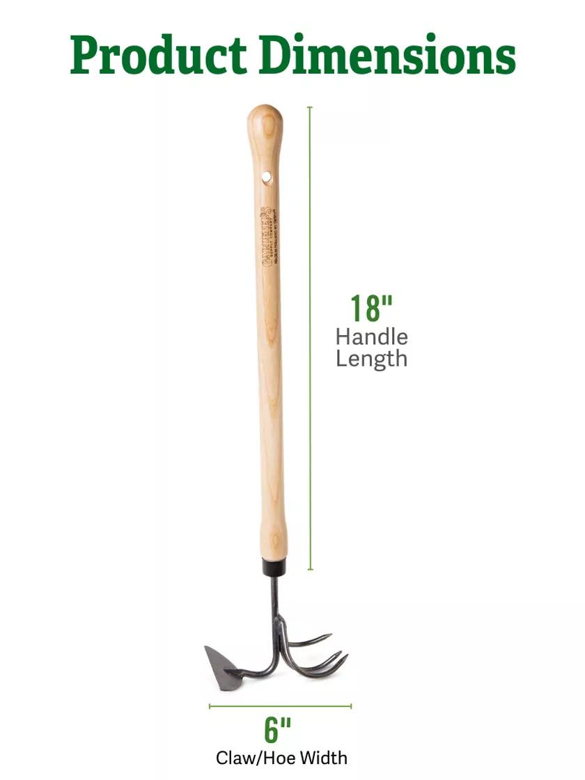 Binette-cultivateur 2-en-1 surélevé avec manche en bois