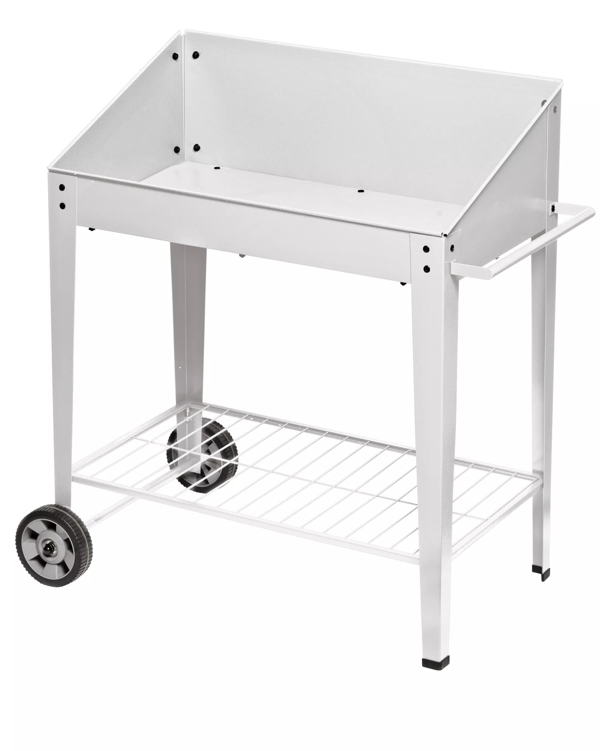 Table de rempotage roulante en acier avec étagère grillagée à deux couleurs