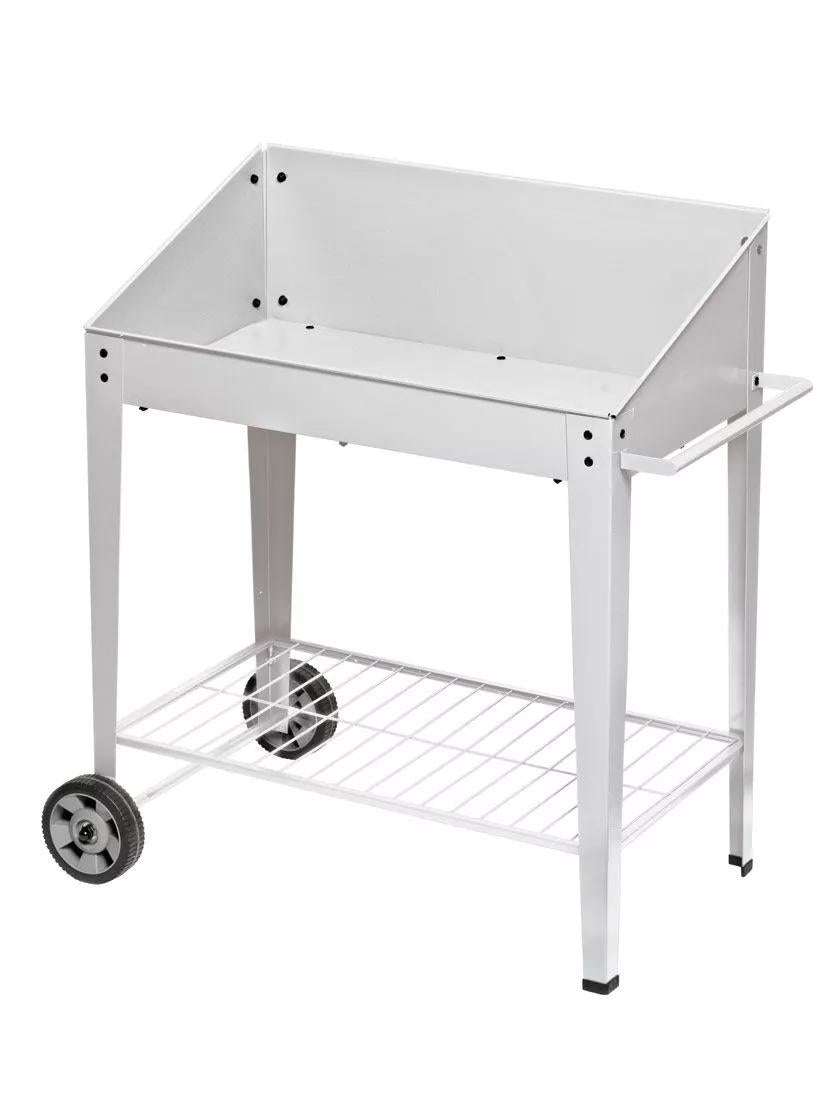Table de rempotage roulante en acier avec étagère grillagée à deux couleurs