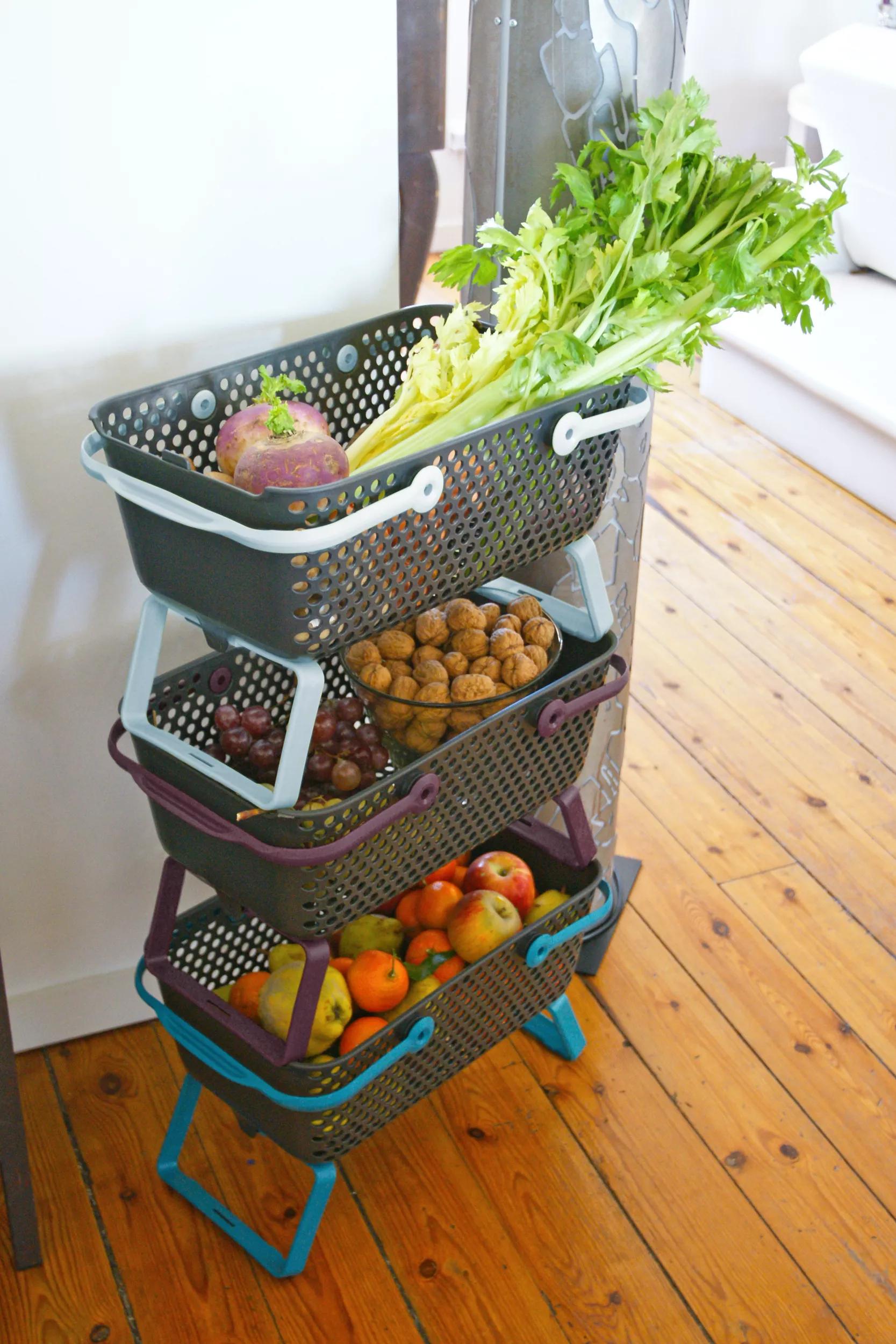 Panier de récolte de jardin avec pieds pliables, design perforé, plusieurs couleurs