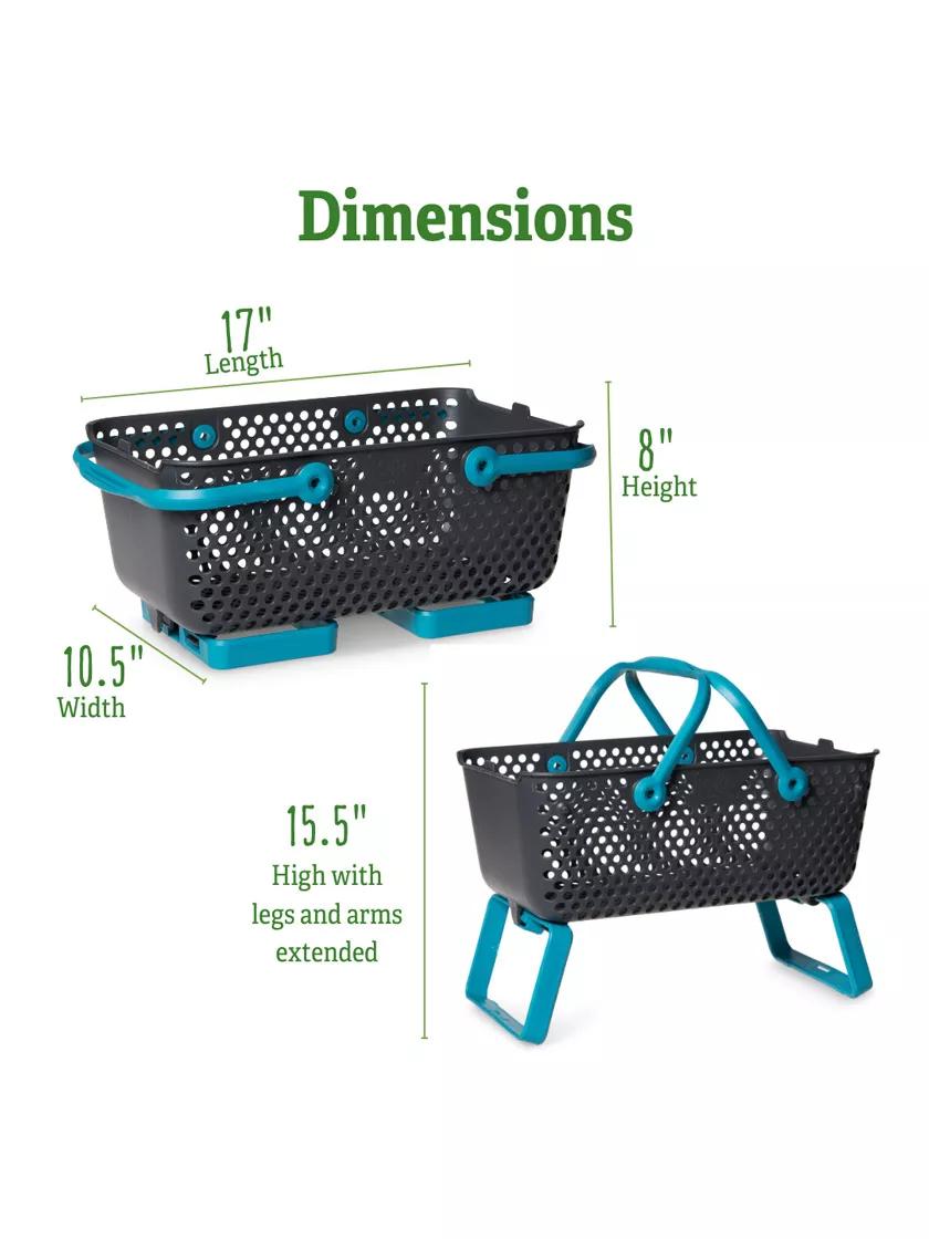 Panier de récolte de jardin avec pieds pliables, design perforé, plusieurs couleurs