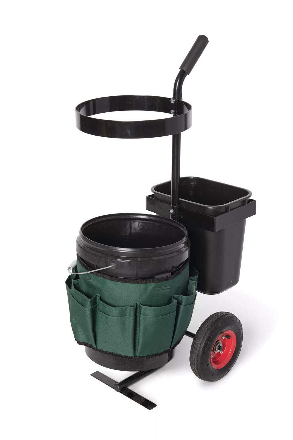 Chariot de rangement à roulettes pour outils de jardin avec organiseur de seaux