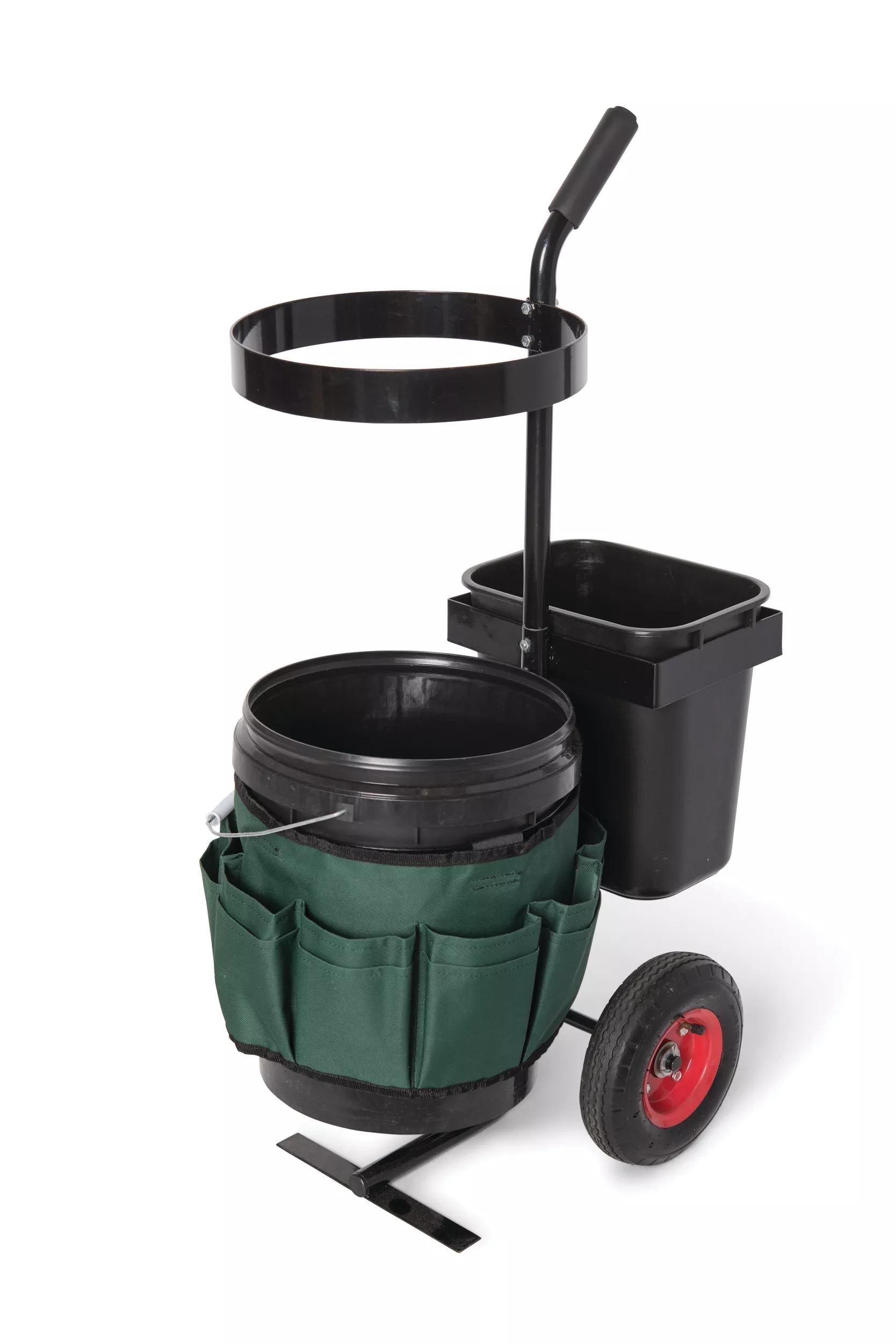 Chariot de rangement à roulettes pour outils de jardin avec organiseur de seaux
