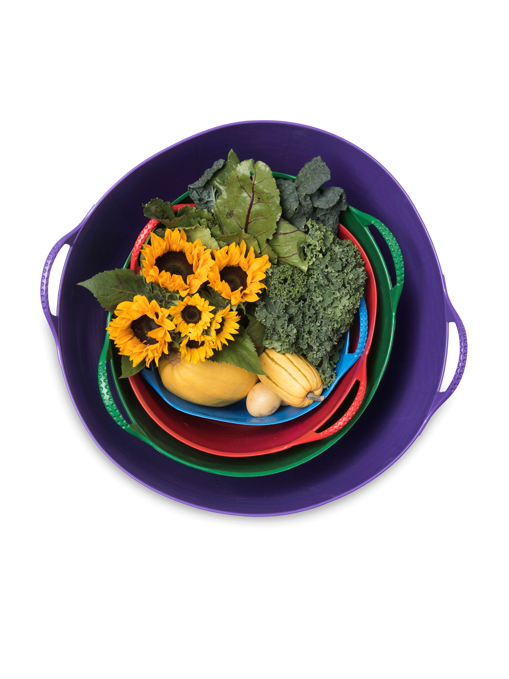 Baquet de rangement de jardin multi-usage flexible et coloré de 13,2 litres