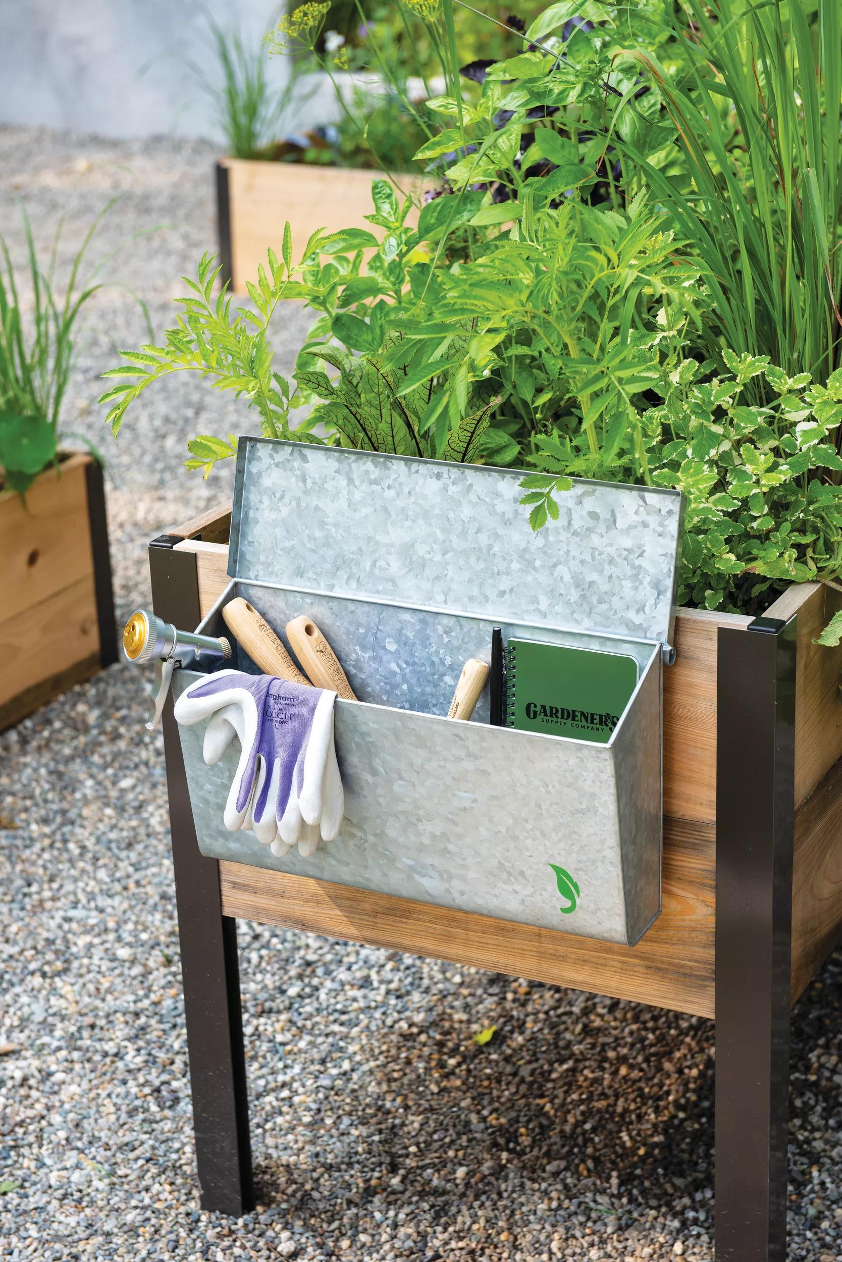 Boîte de rangement en acier galvanisé pour outils de jardin avec séparateur