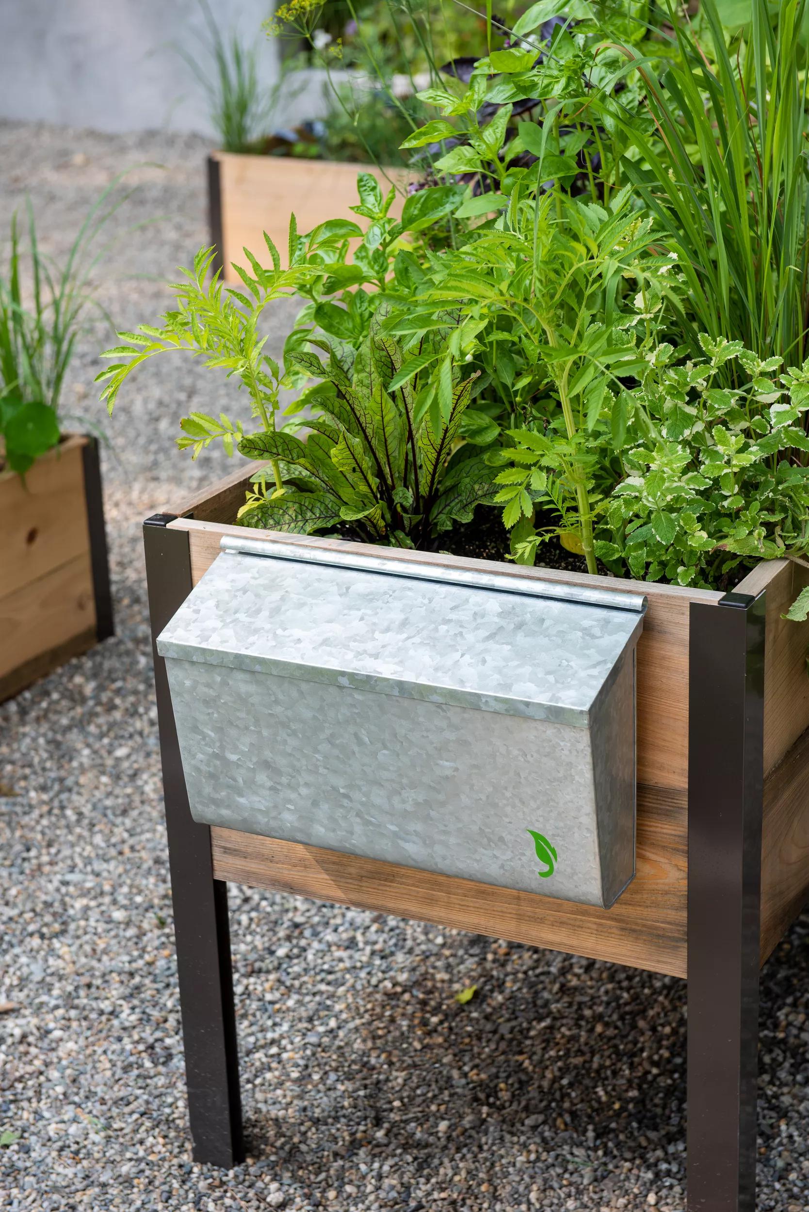 Boîte de rangement en acier galvanisé pour outils de jardin avec séparateur