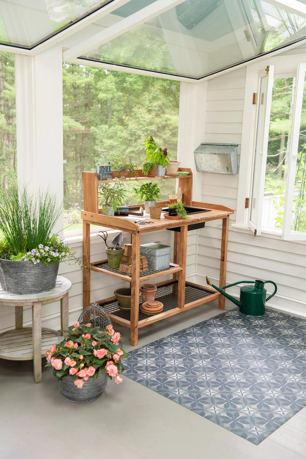 Boîte de rangement en acier galvanisé pour outils de jardin avec séparateur