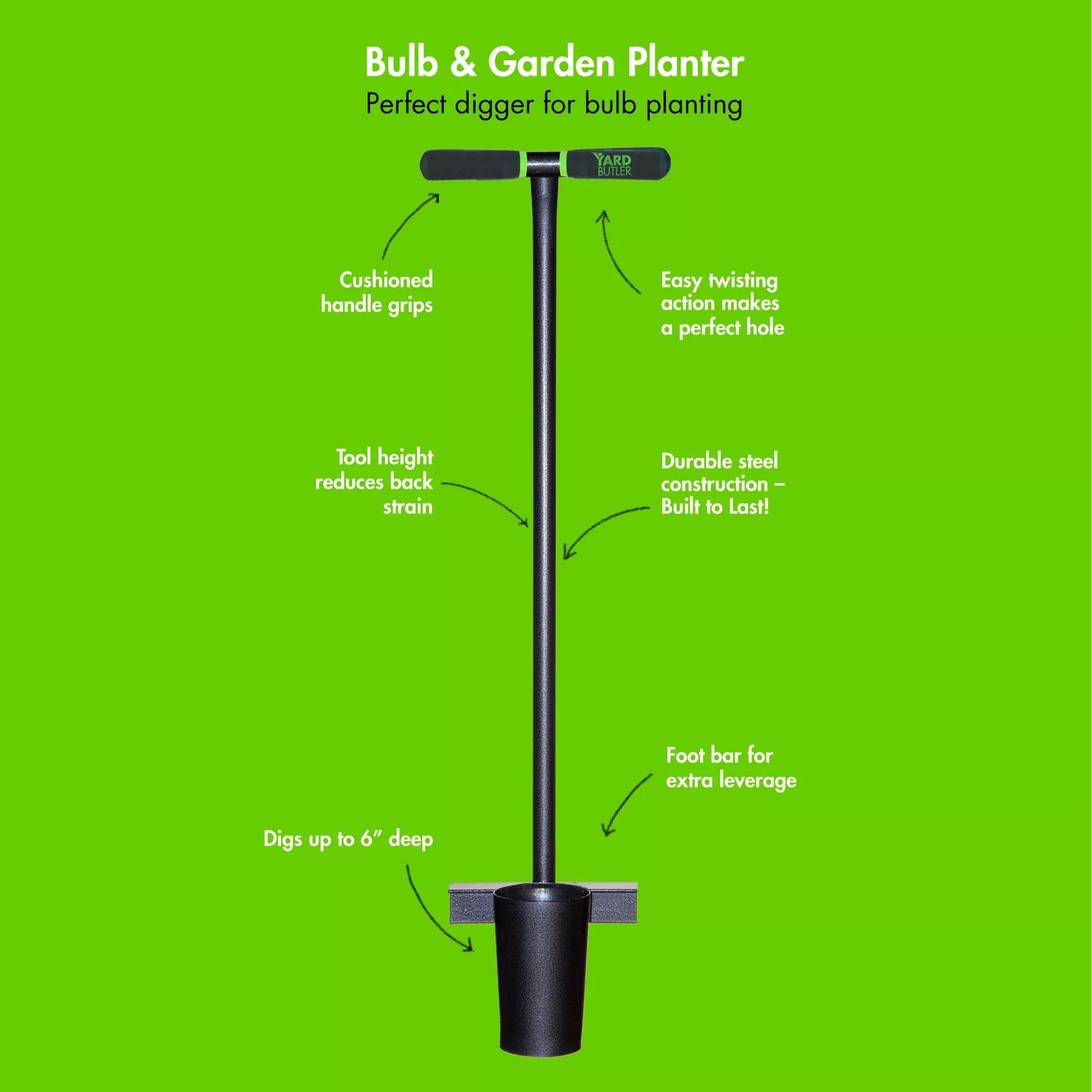Plantoir à bulbes en acier à long manche pour creuser et planter dans le jardin