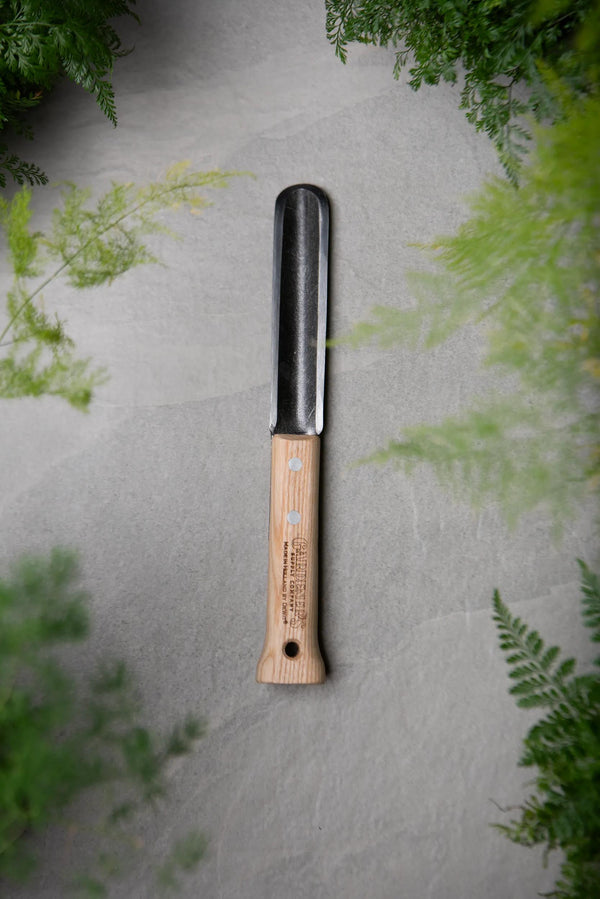 Transplantoir Hori Hori en acier forgé avec manche en frêne pour le jardinage