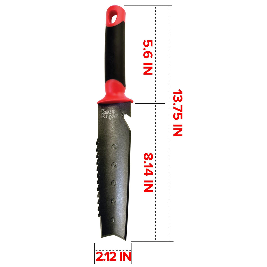 Couteau de jardin en acier robuste avec bord coupe-racine et coupe-ficelle
