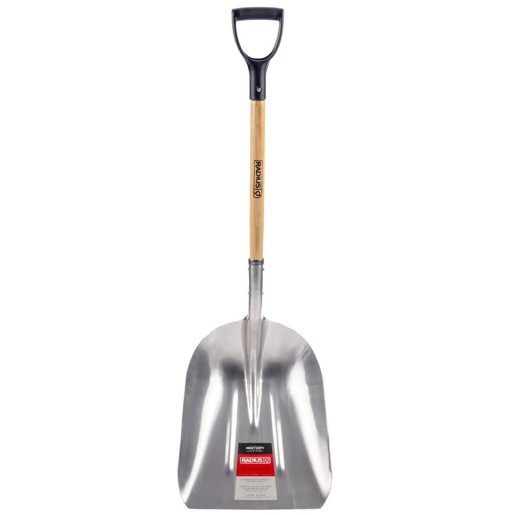 Pelle à grain avec poignée en D en bois dur, tête en aluminium ou en plastique