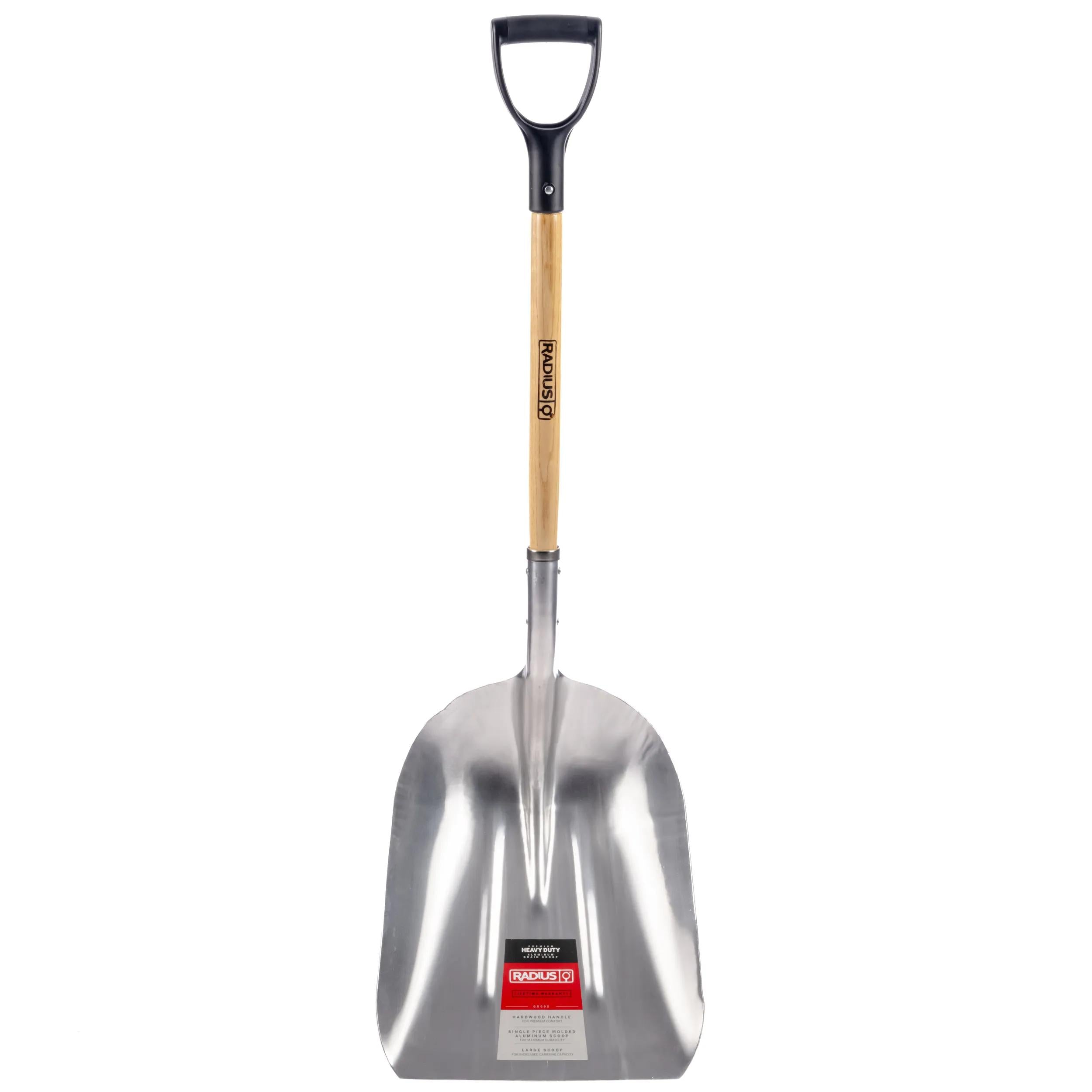 Pelle à grain avec poignée en D en bois dur, tête en aluminium ou en plastique