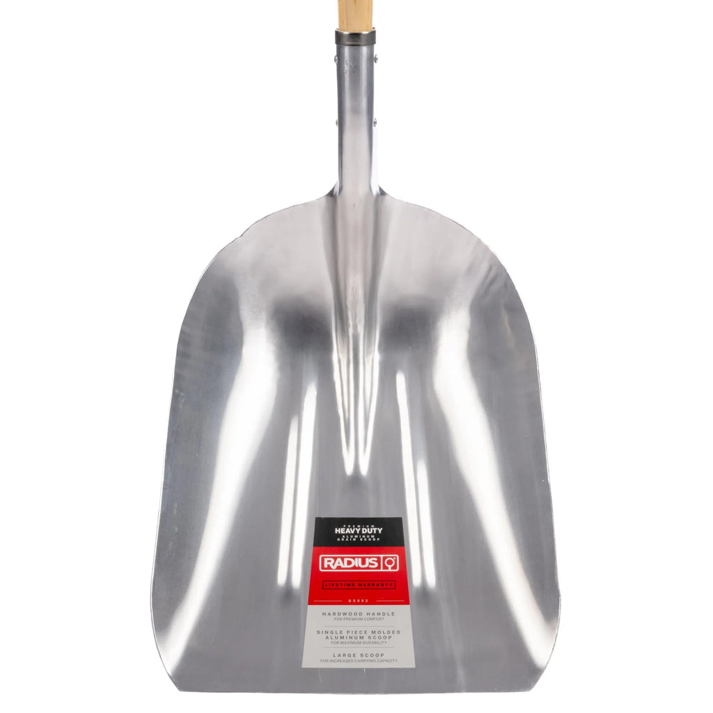 Pelle à grain avec poignée en D en bois dur, tête en aluminium ou en plastique