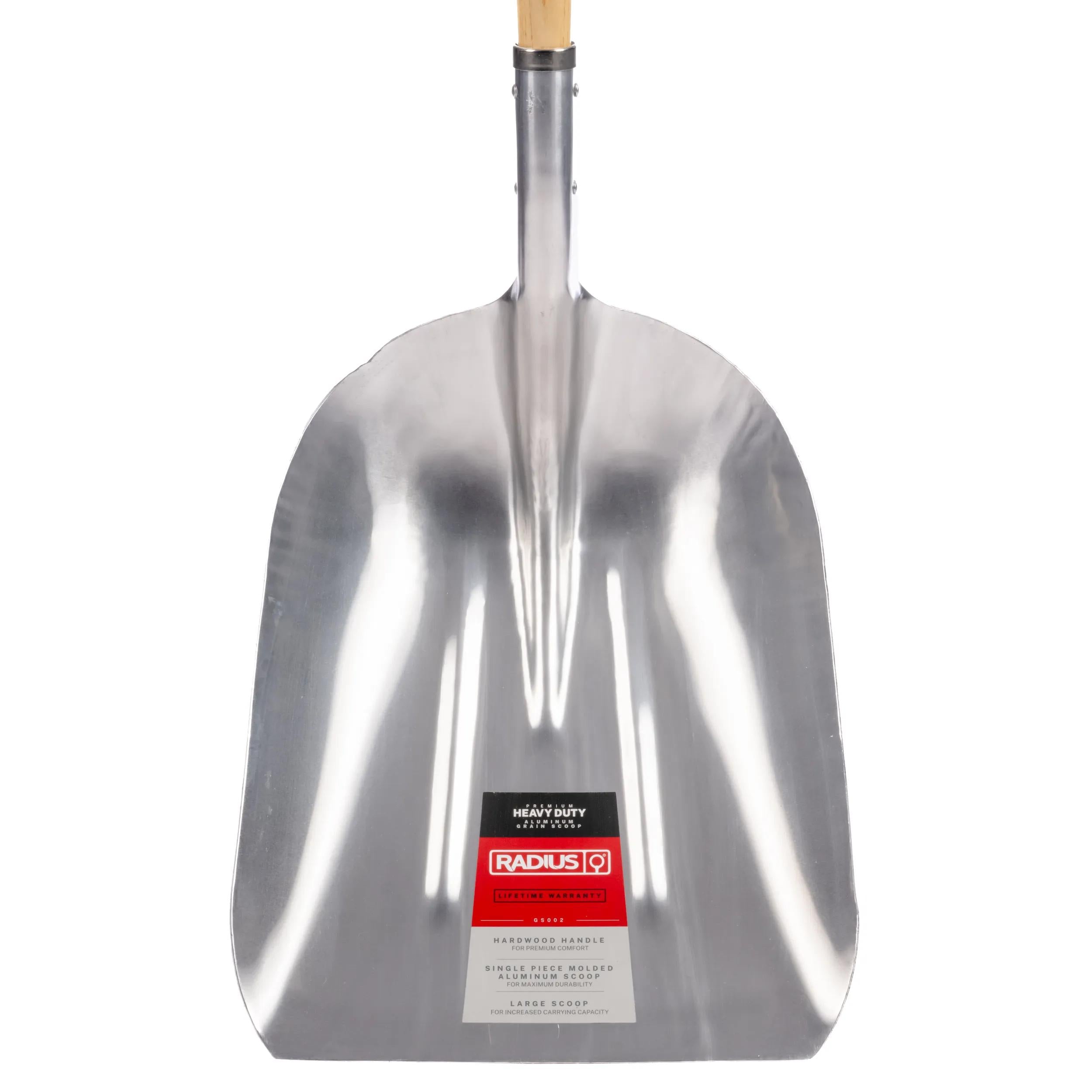 Pelle à grain avec poignée en D en bois dur, tête en aluminium ou en plastique