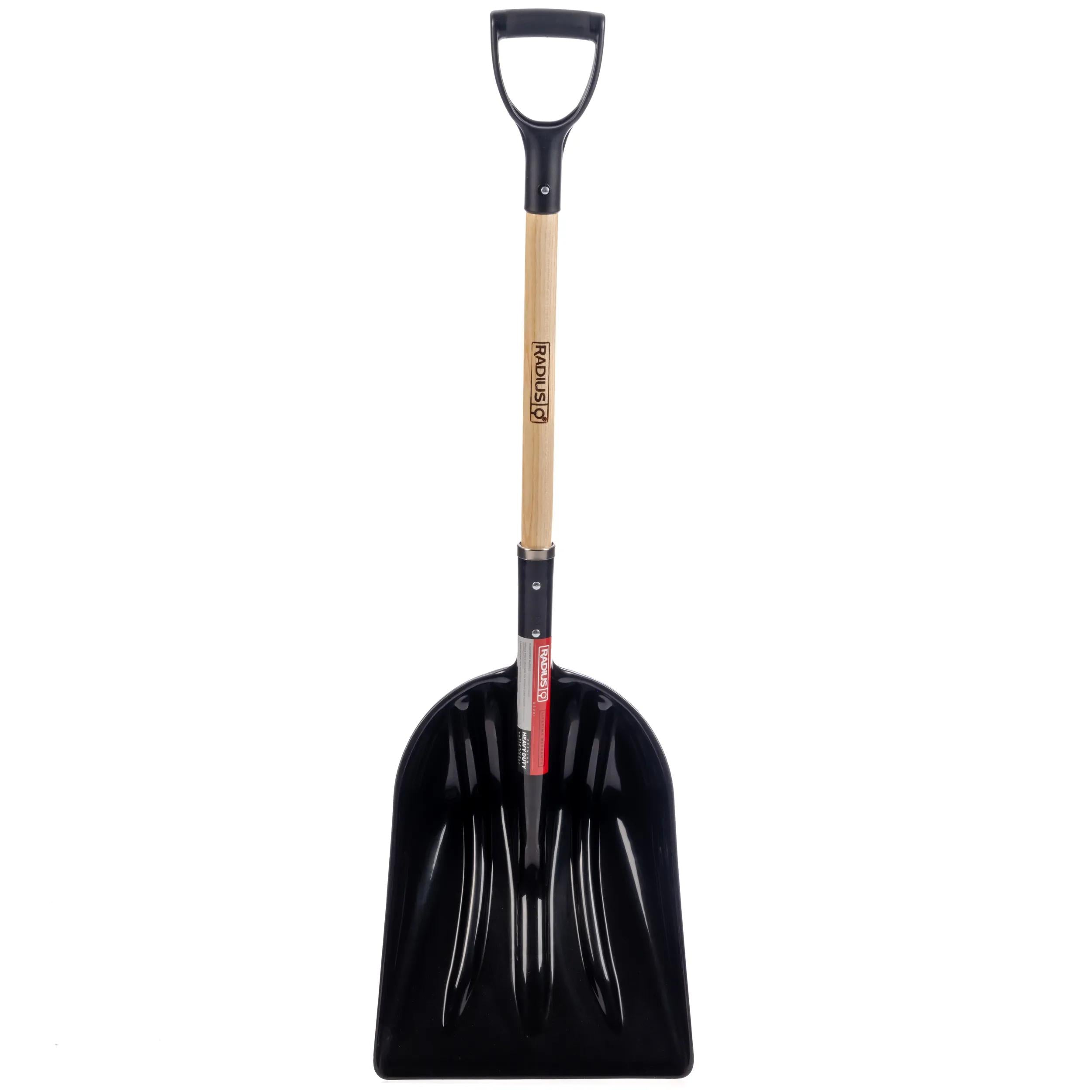 Pelle à grain avec poignée en D en bois dur, tête en aluminium ou en plastique