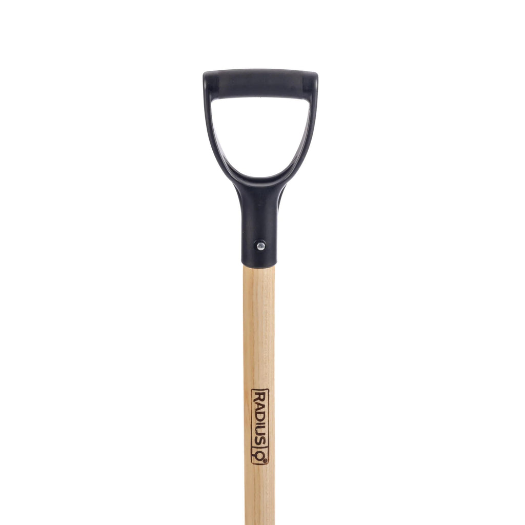 Pelle à grain avec poignée en D en bois dur, tête en aluminium ou en plastique