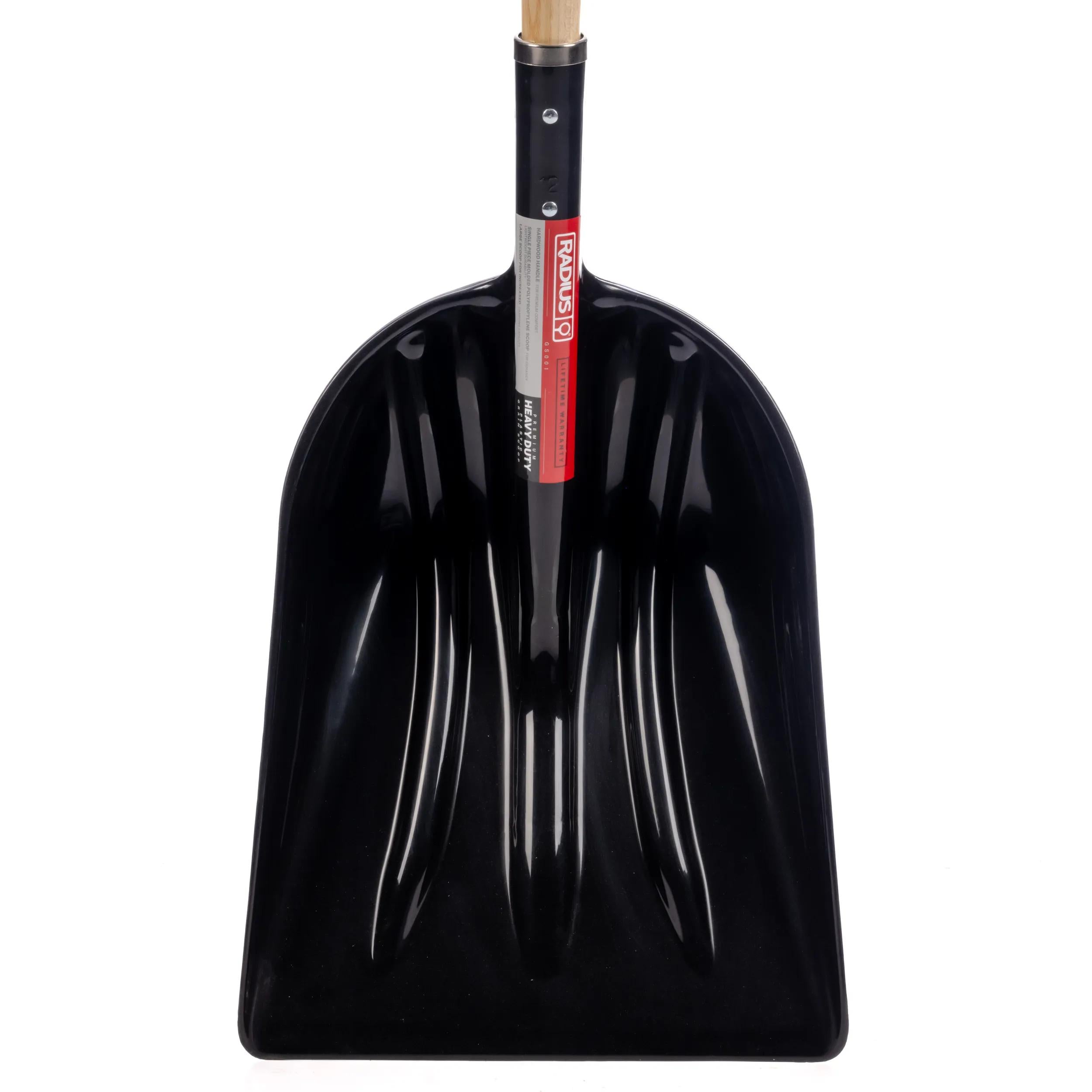 Pelle à grain avec poignée en D en bois dur, tête en aluminium ou en plastique