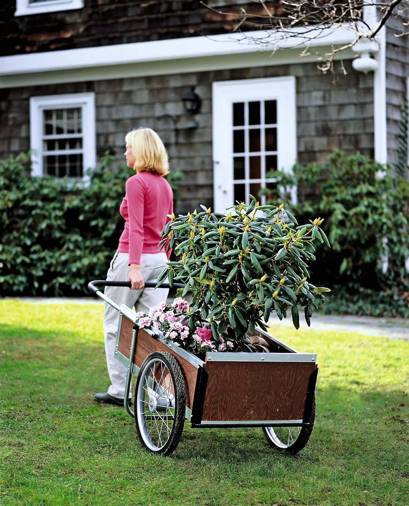 Chariot de jardin moyen avec roues pneumatiques et cadre en aluminium