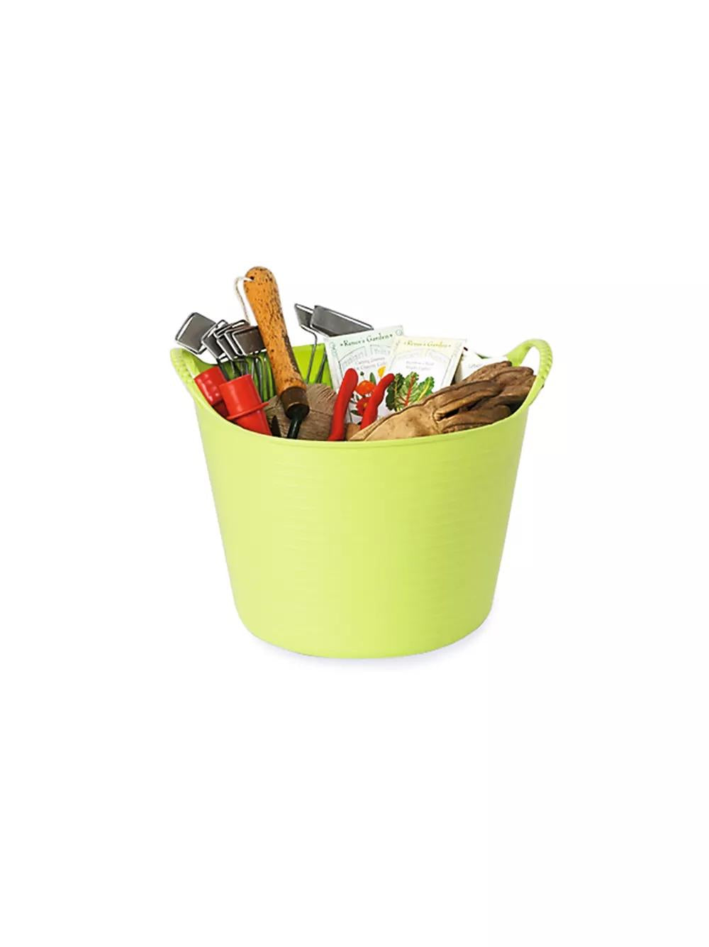 Baquet de rangement de jardin multi-usage flexible et coloré de 13,2 litres