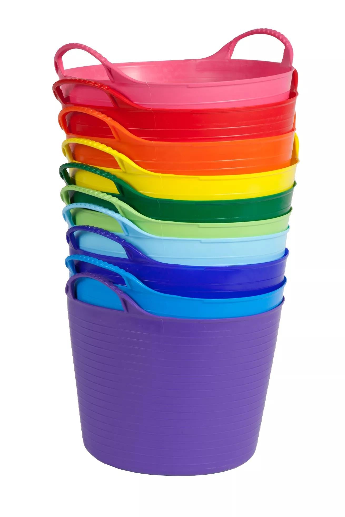 Baquet de rangement de jardin multi-usage flexible et coloré de 13,2 litres